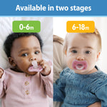 Dr. Brown's Advantage One-Piece Silicone Baby Pacifier, Fully Symmetrical Soother, Ecru/Gray/Green, 0-6m, BPA Free, 3 Pack