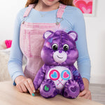 Care Bears 14" Medium Plush Denim Bear - Share Bear - Purple Plushie for Ages 4+ – Stuffed Animal, Super Soft and Cuddly – Good for Girls and Boys, Collectors, Great Valentines Day Gift for Kids
