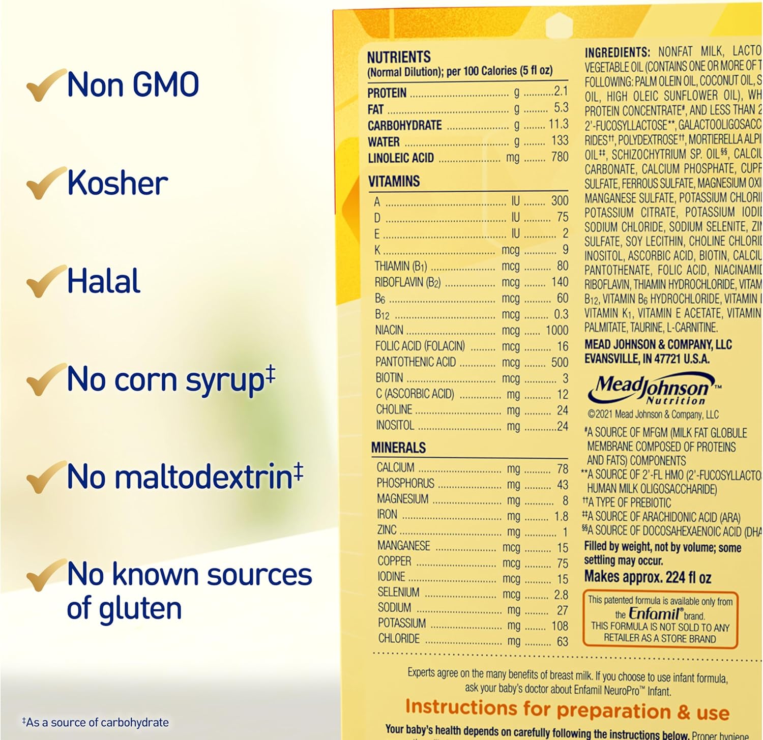 Enfamil NeuroPro Baby Formula, MFGM* 5-Year Benefit, Expert-Recommended Brain-Building Omega-3 DHA, Exclusive Immune Supporting HuMO6 Blend, Infant Formula Powder, Baby Milk, 31.4 Oz, Pack of 4