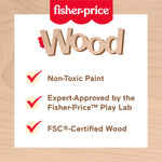 Fisher-Price Wood Pretend Play Coffee Shop & Toy Register, 20-Piece Wooden Food Playset for Preschool Kids Ages 3+ Years