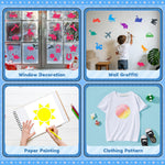 24PCS Stencils for Kids, 8 inches Large Stencils for Painting Crafts Reusable Stencil Washable Drawing Primary Shape Stencil Template for Paper Fabric Wall