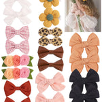 doboi Baby Girl Hair Clips 20PCS Baby Girl Bows Flower Cotton Prints Hair Accessories Fully Lined Alligator Hair Clips for Girls Toddler Kids