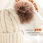 FURTALK Toddler Warm Winter Hat Kids Baby Knitted Soft Beanie with Double Faux Fur Pom Poms for Girls Boys
