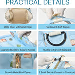 Small Diaper Bag Crossbody, Convertible Mini Diapers Backpack 4 in 1 w/Shoulder for Stroller, Travel, Small Mommy Daiper Tote with Insulated Pockets, Compact Baby Bag for Mom (Sky Blue Animal)