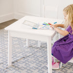 Melissa & Doug Wooden Square Table (White) Kids Table, Children's Furniture, for Kids Crafts and Activity