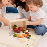 KizKnows Wooden Vegetable Garden Toy for Toddlers 3+, Pretend Harvest & Sorting Play Set with Planter Box, Fine Motor Learning Toy for 3 4 5 Year Old Boys Girls
