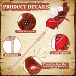 Poen 2 Sets Stick Horse with Red and Blue Bandana, Brown Horse on a Stick with Sound 27.6" Toys for Western Cowboy Theme Party Pretend Games