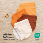 KeaBabies 4-Pack Baby Burp Cloths Baby Girl, Boy - Organic Cotton Burp Cloth, Extra Large, Absorbent, Soft Burping Cloths & Bibs Set for Babies, Newborn Burp Clothes, Thick Burp Ragss (Sahara)