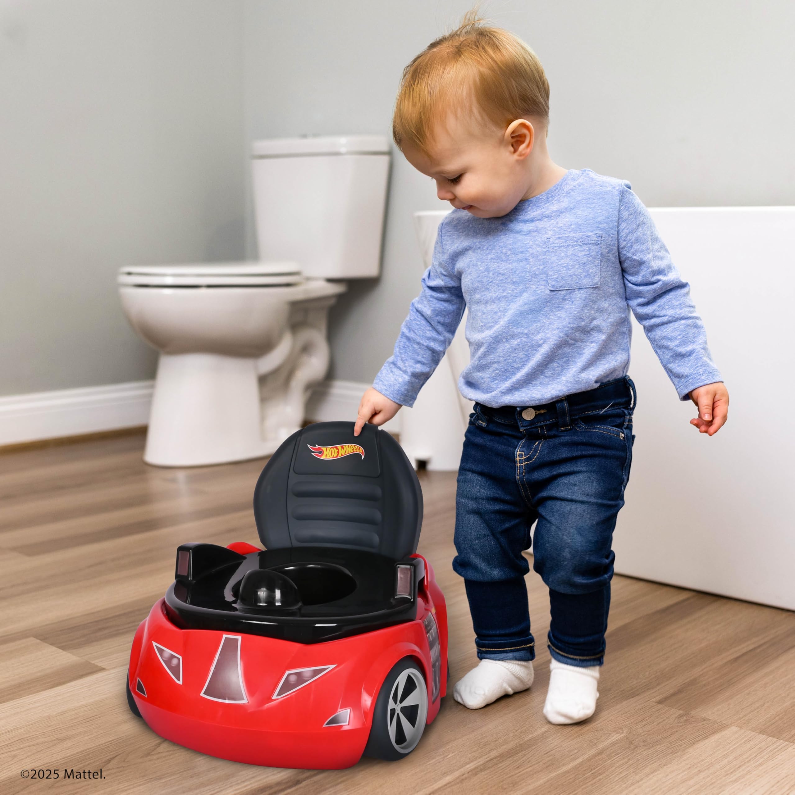 Hot Wheels™ Race Car Potty Training Toilet, Includes Detachable Toddler Toilet Seat and Kids Potty, Ages 12 Months and Up, Red