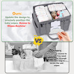 Volnamal Diaper Caddy with Wipe Dispenser One-Handed Access, Premium Diaper Organizer, Portable Car Organizer Nursery Basket for Newborn Essentials, Baby Registry Must Haves for Boys & Girls,Grey