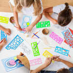 11Pcs Blue Colorful Art Painting Template for Drawing Geometric Drawings Templates with Bag Spiral Curve Stencils Rulers for Kids Drawing Stencils for Preschooler Student Classroom Learning Tool(Boy)