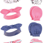 Hudson Baby baby-girls Cotton Headband and Scratch Mitten Set