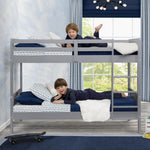 Delta Children Convertible Twin Over Twin Wood Bunk Bed with Ladder and Guardrails – Use as Bunk Bed or 2 Stand-Alone Twin Beds, Grey