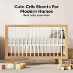 KeaBabies 2-Pack Organic Crib Sheets for Boys, Girls - 52x28 Fitted Crib Mattress Sheet Neutral, Breathable Jersey Cotton Cover for Baby Bed, Toddler Mattress, Soft & Cute Prints (Lune Mystic)