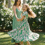 PATPAT Tween Dress for Girls Summer Maxi Long Casual Beach Party Junior Cute Dresses Hawaiian Green Pink Floral Size 10-11
