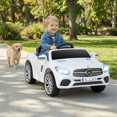 Costzon Ride On Car, 12V Licensed Mercedes Benz Electric Vehicles with Parent Remote Control, LED Headlights, Music & Wireless Connection, Kids Car for Boys Girls Aged 3-8 (SL500,White)