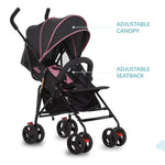 Dream On Me Vista Moonwalk Baby Stroller in Pink, Lightweight Infant Stroller with Compact Fold, Multi-Position Recline Umbrella Stroller with Canopy, Extra Large Storage and Cup Holder