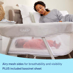 Graco DreamMore Bedside, Newborn, Travel, Portable Bassinet for Newborn Babies to 6 Months, Willow