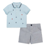 Little Me Clothes for Baby Boys' Navy 2 Piece Short Set, Navy, 24 Months
