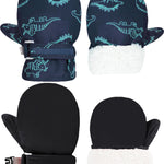 YMYDYFC Toddler Mittens Baby Waterproof Gloves Toddler Snow Gloves Kids Winter Mitten For Boy Girl Kids Ski Mitten Black Dinosaur & Navy Dinosaur S(1-2 Years)
