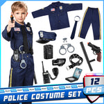 Joycover Police Officer Costume for Kids - Deluxe Police Costume for Kids with Accessories, Kids Halloween Costumes for Boys Girls, Cop Costume Role Play Kit for Halloween Career Day-M…