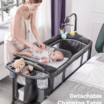 ADOVEL Baby Bassinet Bedside Crib, Pack and Play with Mattress, Diaper Changer and Playards from Newborn to Toddles, Grey