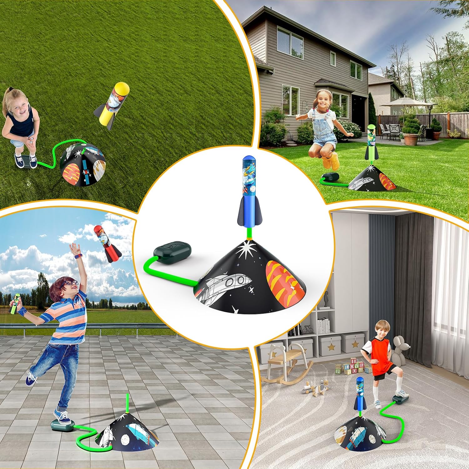 Toys Rocket Launcher for Kids - Launch up to 100 Ft, 8 Multi-Color Foam Rockets & Adjustable Launch Stand, Kids Outdoor Toys, Birthday Toys for Kids Boys Girls Age 3+ Years Old