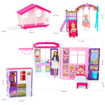 Style Shine Doll House Portable & Foldable Dollhouse w/ 60+ Pcs & 2 Dolls, Play House Toy with Bedroom Bathroom Kitchen Furniture Playset, Playhouse Birthday Gift for Girl Kid Toddler