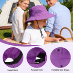 Zando Ponytail Hole Kids Sun Hat Adjustable Girls Beach Bucket Hat UPF 50+ Wide Brim Sun Protection Foldable Child Summer Cap Youth Waterproof Windproof Breathable Swim Fishing Safari Pink 8-12 Years