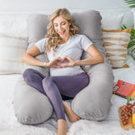 Meiz Pregnancy Pillow, Cooling Silky Pregnancy Pillows for Sleeping, Maternity Body Pillow for Pregnant Woman with Cooling Silk Jersey Cover, Light Grey