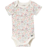 Modern Moments by Gerber Baby Girls' Short Sleeve Bodysuit and Shorts Set, Ivory Garden/Medium Lilac, 0-3 Months