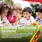 Playbees Emoticon No 2 Pencils for Kids - 72 Pack Bulk Kids Pencils #2 with Erasers - Assorted Smiley Birthday Party Favors, Classroom Prizes, Goody Bag Stuffers, Teacher's Educational Supplies