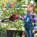 TeganPlay Power Garden Tools Set for Kids Battery Operated Toy Leaf Blower, Hedge Trimmer and Chainsaw Pretend Play for Boys Girls