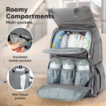 KeaBabies Baby Diaper Bag Backpack with Changing Pad - Waterproof Baby Bag for Mom and Dad, Insulated Bottle Pockets, Durable Toddler, Twin, Boy Girl Diaper Backpack for Travel, Large (Classic Gray)