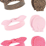 Hudson Baby baby-girls Cotton Headband and Scratch Mitten Set