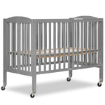 Dream On Me Folding Full-Size Convenience Baby Crib, Steel Grey, GreenGuard Gold & BSA, Portable, Patented Quick Folding System, Heavy Duty Wheels, 2 Adjustable Mattress Heights