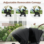 INFANS Double Stroller, Foldable Baby Tandem Stroller with Djustable Backrest Canopy Footrest, 5-Point Harness, Storage Basket, Convertible Compact Twin Stroller for Infants and Toddlers