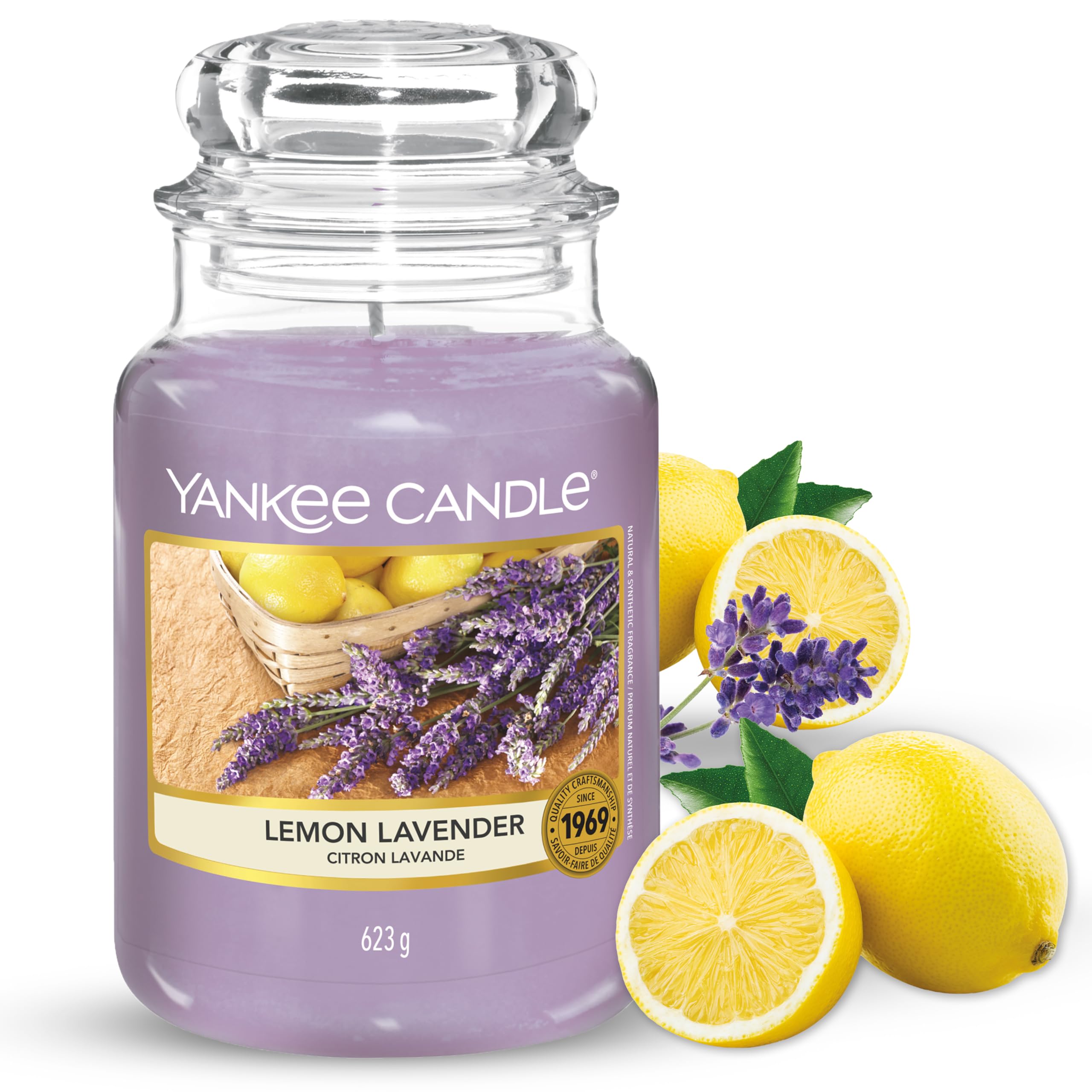 Yankee Candle Sage & Citrus Scented, Classic 22oz Large Jar Single Wick Candle, Over 110 Hours of Burn Time, Ideal for Home Decor and Gifts