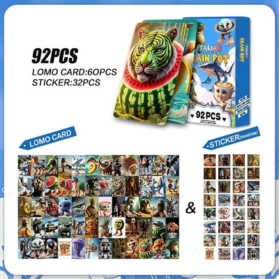 92PCS Italian Brainrot Cards,Collection Tralalero Tralala and Tung Tung Tung Sahur,Fun Fantasy Animal Cards,for Fans/Kids/Collectors Gold Card Flash Card Collection Gifts (No Repetition)