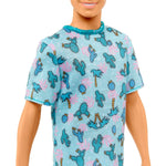 Barbie Fashionistas Ken Fashion Doll #211 with Blonde Hair Wearing Removable Blue Cactus Tee, White Shorts & Sneakers