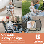 Feed Me Go 3-in-1 Travel High Chair Booster Seat for Infants and Toddlers - Transitional, Portable, Compact & Fits Any Chair - Removable Tray - Gray