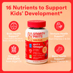 SmartyPants Kids Multivitamin Gummies, Omega 3 (DHA/EPA), Vitamins D3, C, B12, B6, Vitamin A, K & Zinc, Gluten Free, Cherry Berry Punch Flavors, 60 Count (30 Day Supply)
