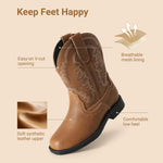 DREAM PAIRS Toddler Boys Girl Cowboy Cowgirl Boots,Brown,5 Toddler