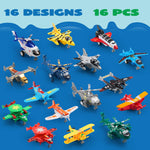JOYIN 16 Pcs Pull Back Airplane Toys, Boys Plane Playset, Aircraft Incl Helicopter, Fighter, Bomber, Gifts for Toddler Kids 3+ Years Old, Treasure Box Toys for Classroom
