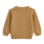 Curipeer Baby Girls Knitted Cardigan Pompoms Sweater Infant Jacket Solid Outerwear Sweaters for Autumn Camel 18M