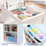 GABHX Kids Art Table and Chair Set, 3-in-1 Easel & Craft Table for Coloring Drawing Painting, Kids Art Desk Includes 6 Paint Cups, 6 Storage Bins & Paper Roll Holder