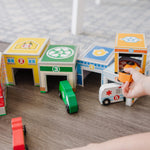 Melissa & Doug Nesting and Sorting Blocks - 6 Buildings, 6 Wooden Vehicles - FSC Certified