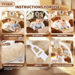 TFDER 6-in-1 Baby Gym Play Mat Plush, Tummy Time Mat with Removable Toys, Baby Activity Gym for Infant to Toddler Motor Skills and Sensory Development, Baby Essential Gift（Bear）