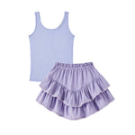 PATPAT Girls Skirt Sets Size 7-8, Purple Crop Tank Tops + Pleated Skirts with Built in Shorts 2 Piece Outfits, Tween Girls Trendy Clothes Y2K Outfits Streetwear