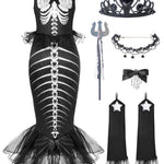 Spooktacular Creations Child Girl Mermaid Skeleton costume, Mermeid Costume for Girls Halloween Dress Up Parties (Small (5-7yr))